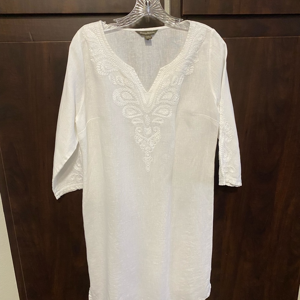 Tommy Bahama white embroidered linen dress